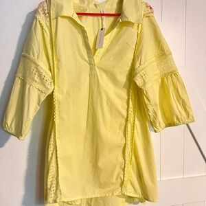 Anthropologie Yellow front-tie top